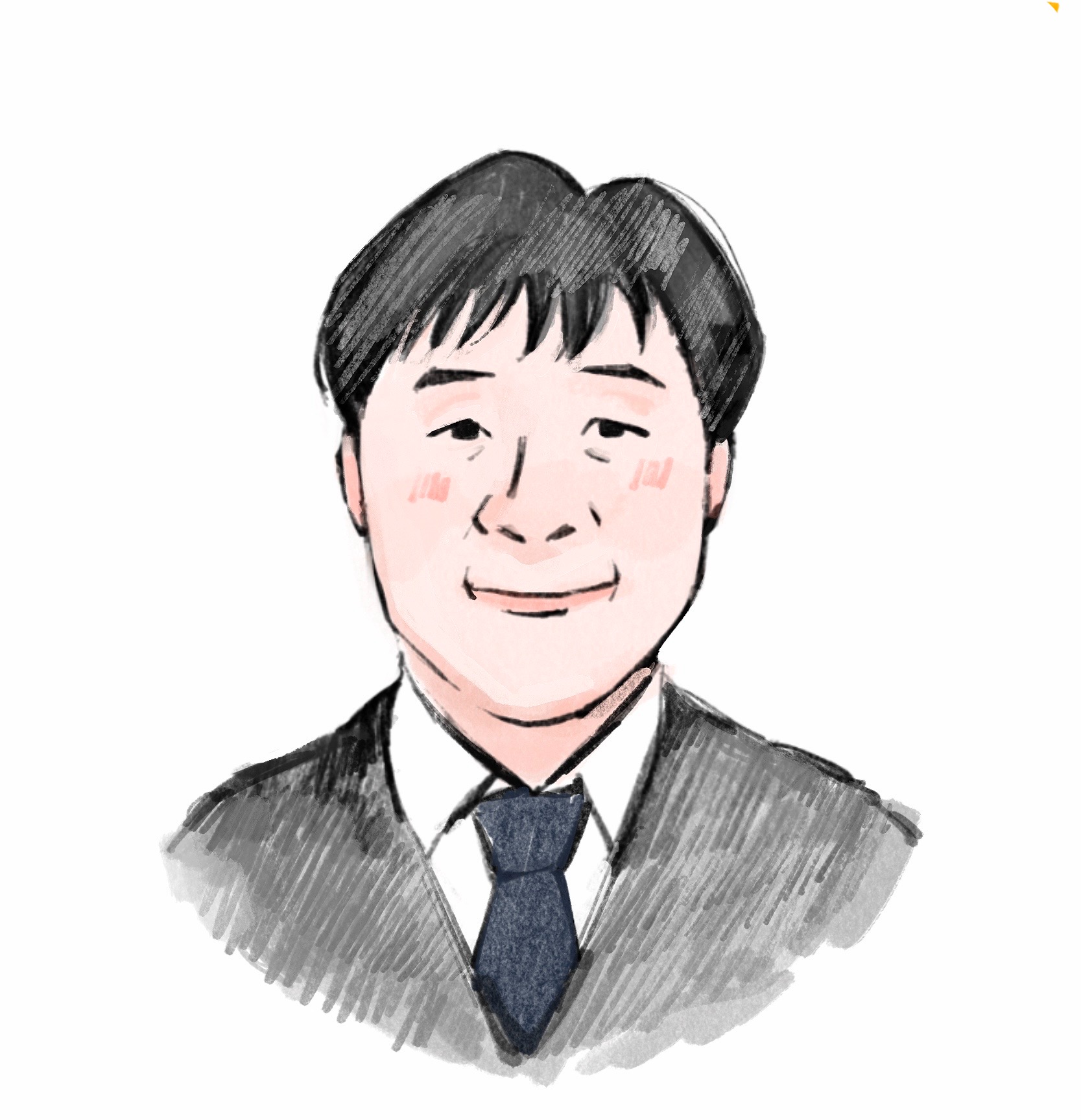 笑顔で親しみやすい、出張教習「ペーパードライバー24」の男性講師のイラスト